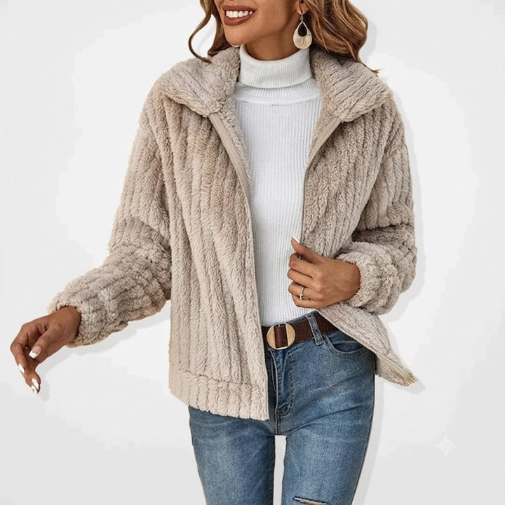 Sable | Women’s Plush Zip-Front Jacket with Notched Collar