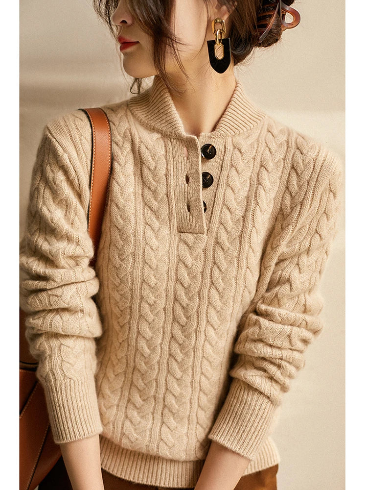 Margot | Classic Cable-Knit Button Sweater