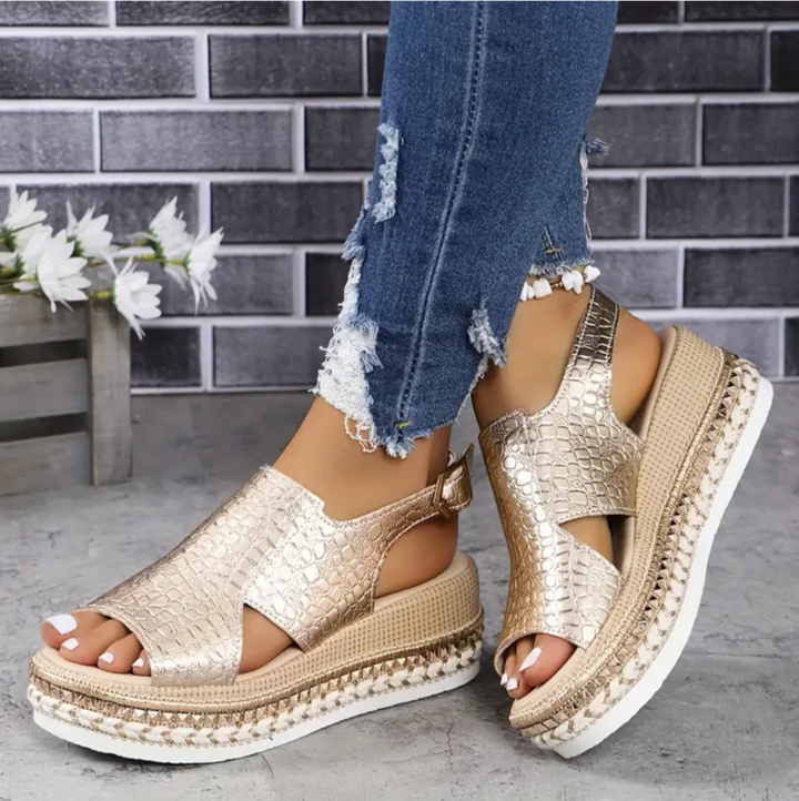 MELANY - Gold Accent Platform Sandal