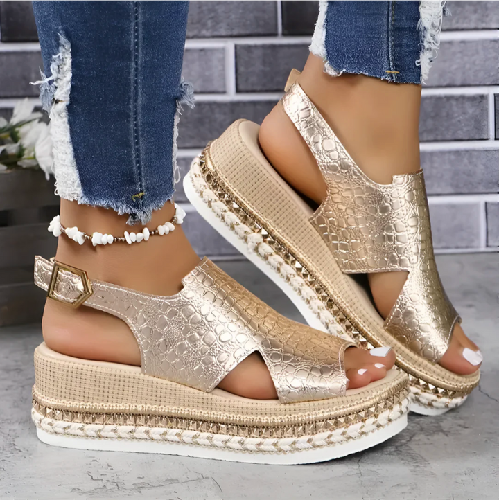MELANY - Gold Accent Platform Sandal