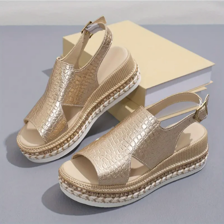 MELANY - Gold Accent Platform Sandal