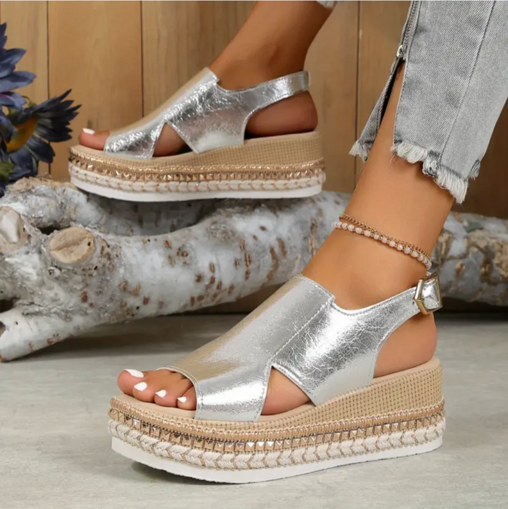 MELANY - Gold Accent Platform Sandal