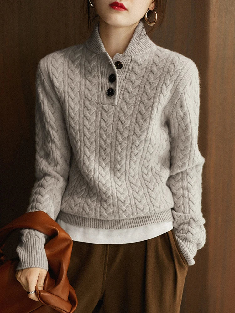 Margot | Classic Cable-Knit Button Sweater