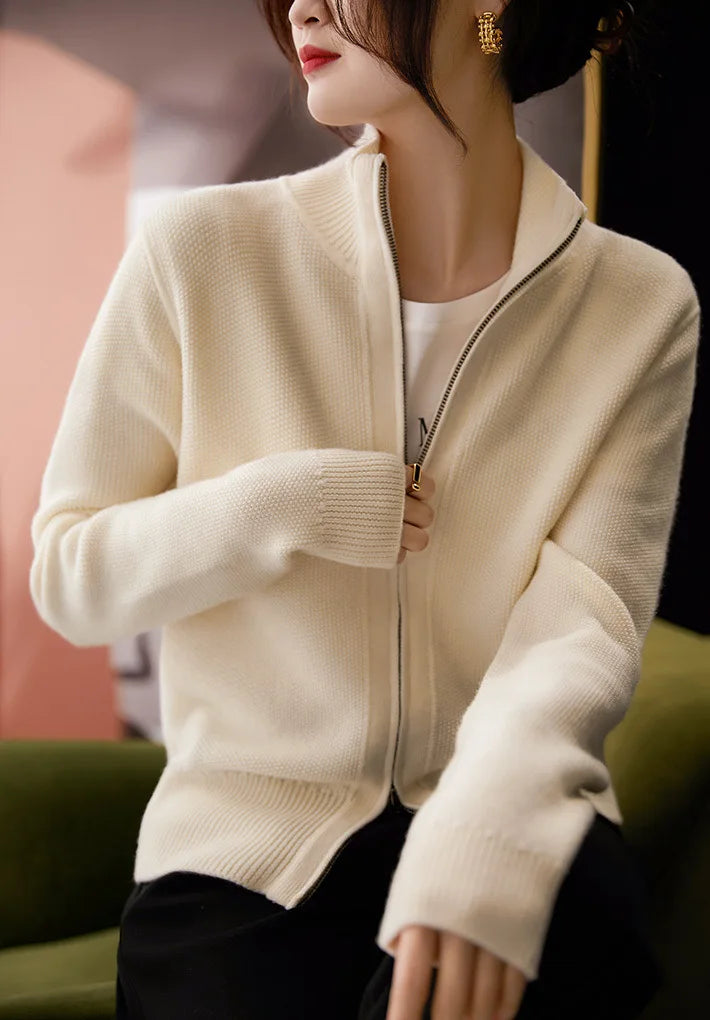 Caroline | Classic Zip-Up Knit Cardigan