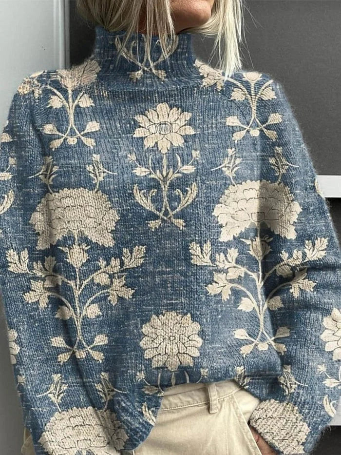 Sylvie | Women’s Embroidered Woodland Turtleneck Sweater