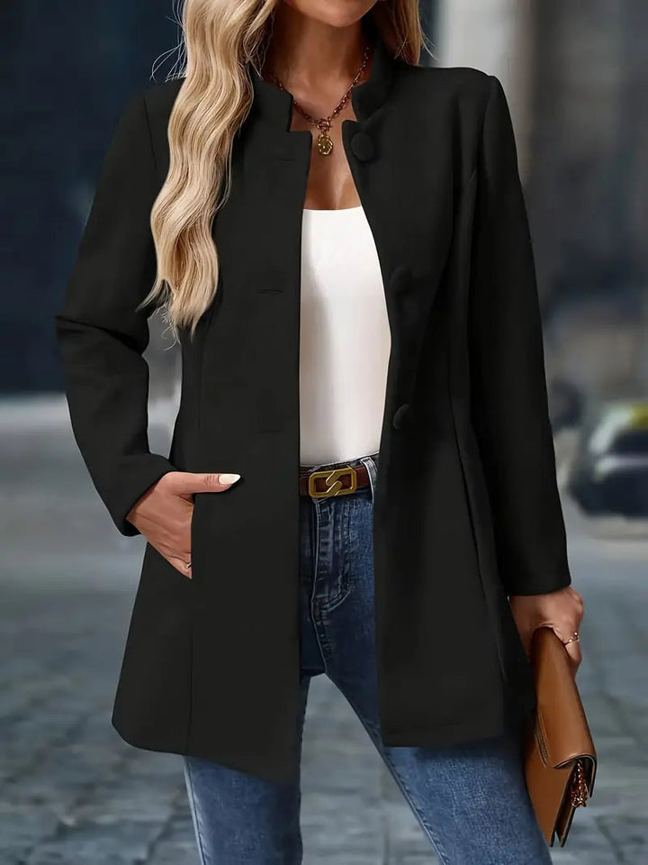 Camille | Women’s Mid-Length Stand Collar Coat with Pockets