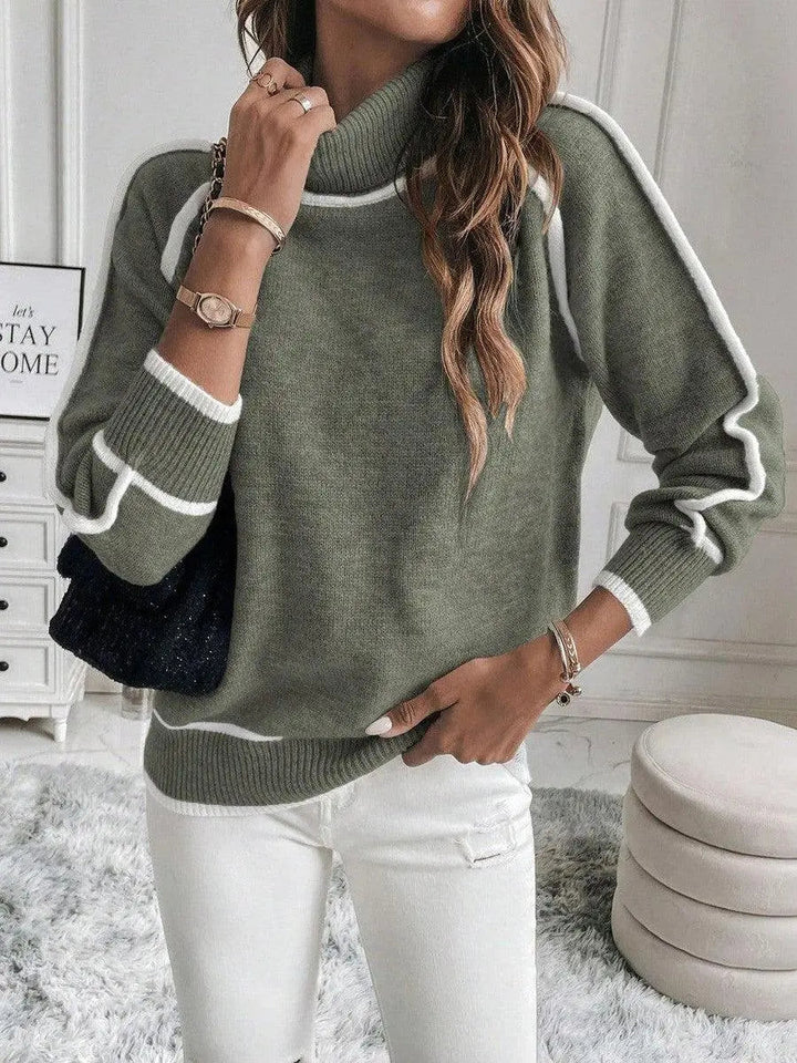 Elise | Women’s Contrast Trim Crew Neck Sweater