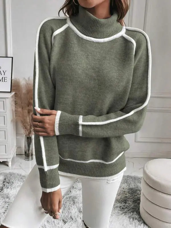 Elise | Women’s Contrast Trim Crew Neck Sweater