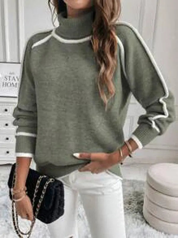 Elise | Women’s Contrast Trim Crew Neck Sweater