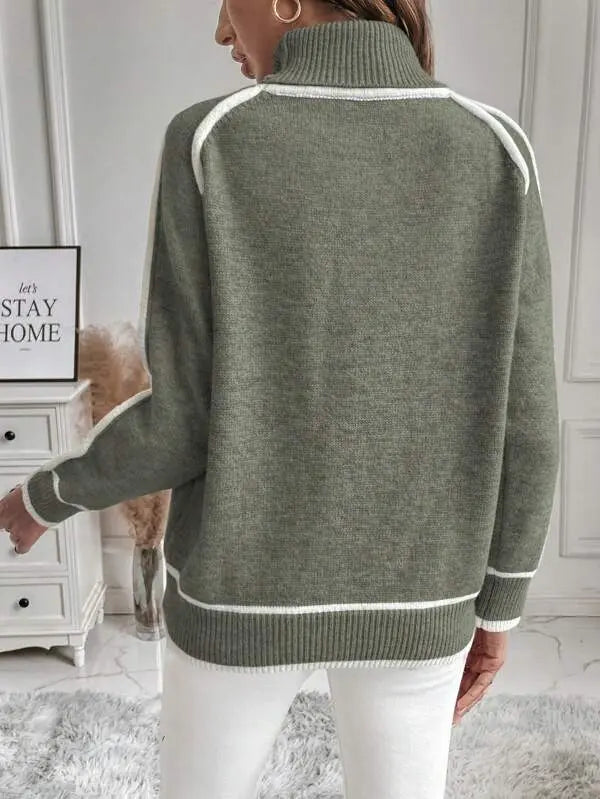 Elise | Women’s Contrast Trim Crew Neck Sweater