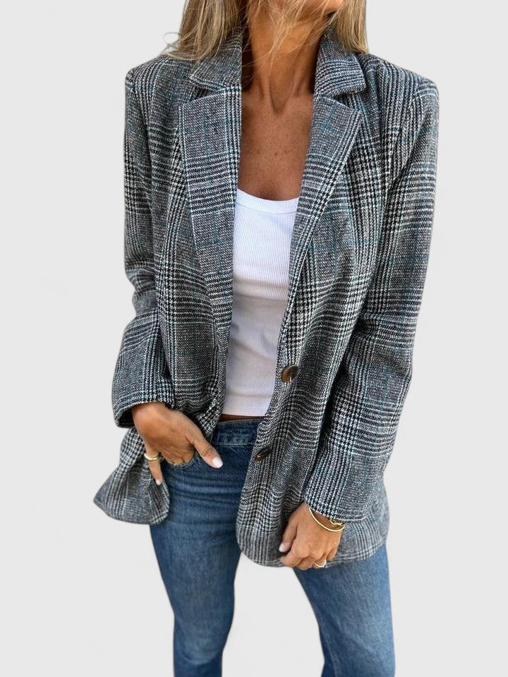 Genevieve | Women’s Oversized Plaid Blazer with Pockets