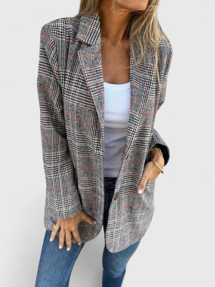 Genevieve | Women’s Oversized Plaid Blazer with Pockets