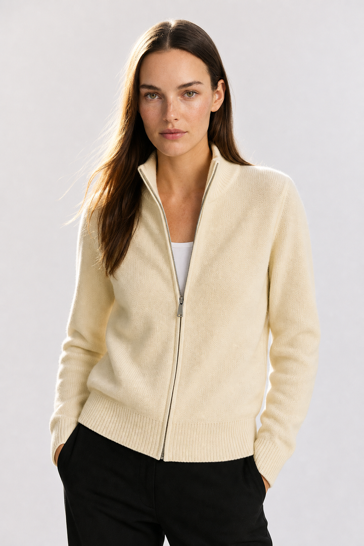 Caroline | Classic Zip-Up Knit Cardigan