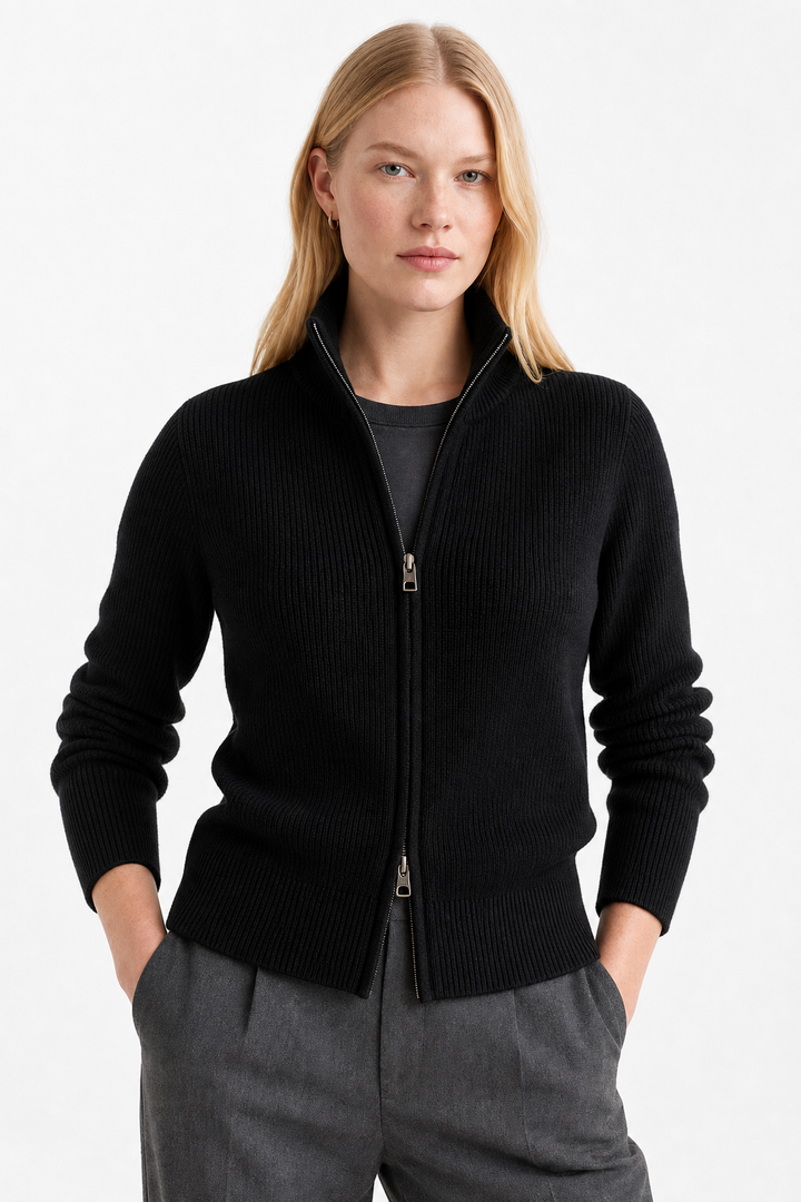 Caroline | Classic Zip-Up Knit Cardigan