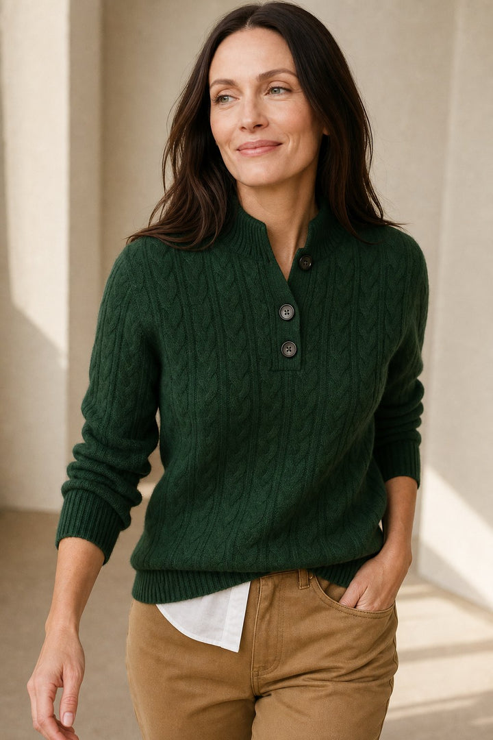 Arden | Button Neck Cable Knit Sweater