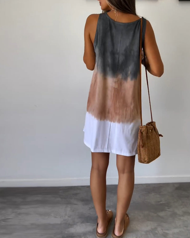 Josie - Gradient Tie Dye Print Mini Dress