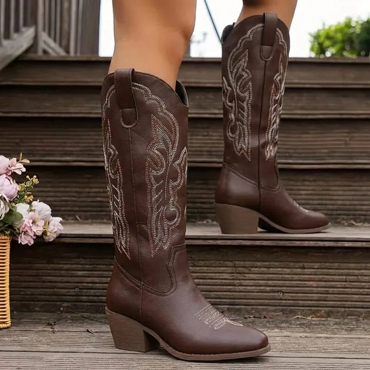 Savannah | Embroidered Knee-High Western Boots