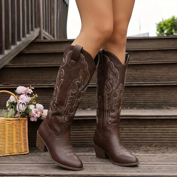 Savannah | Embroidered Knee-High Western Boots