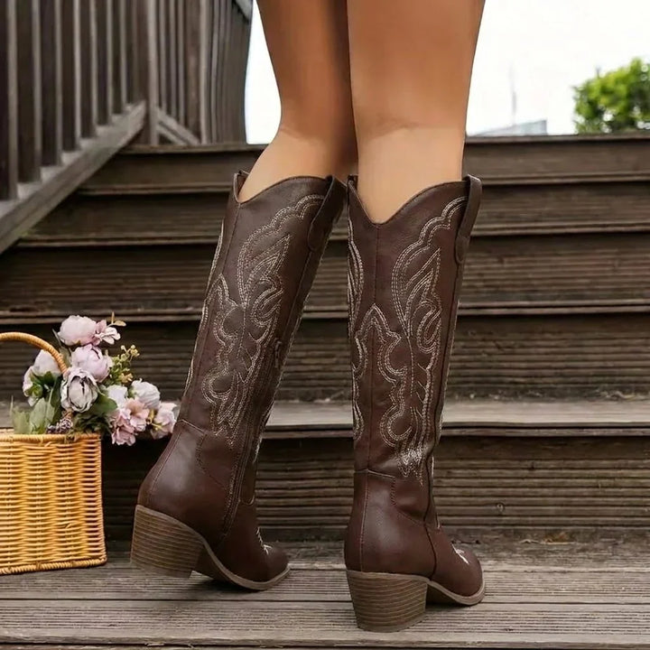 Savannah | Embroidered Knee-High Western Boots