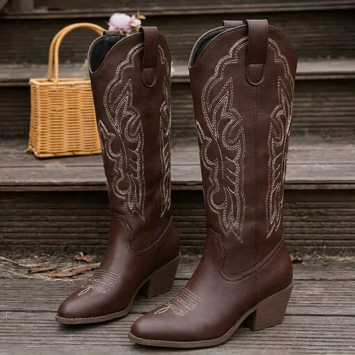 Savannah | Embroidered Knee-High Western Boots