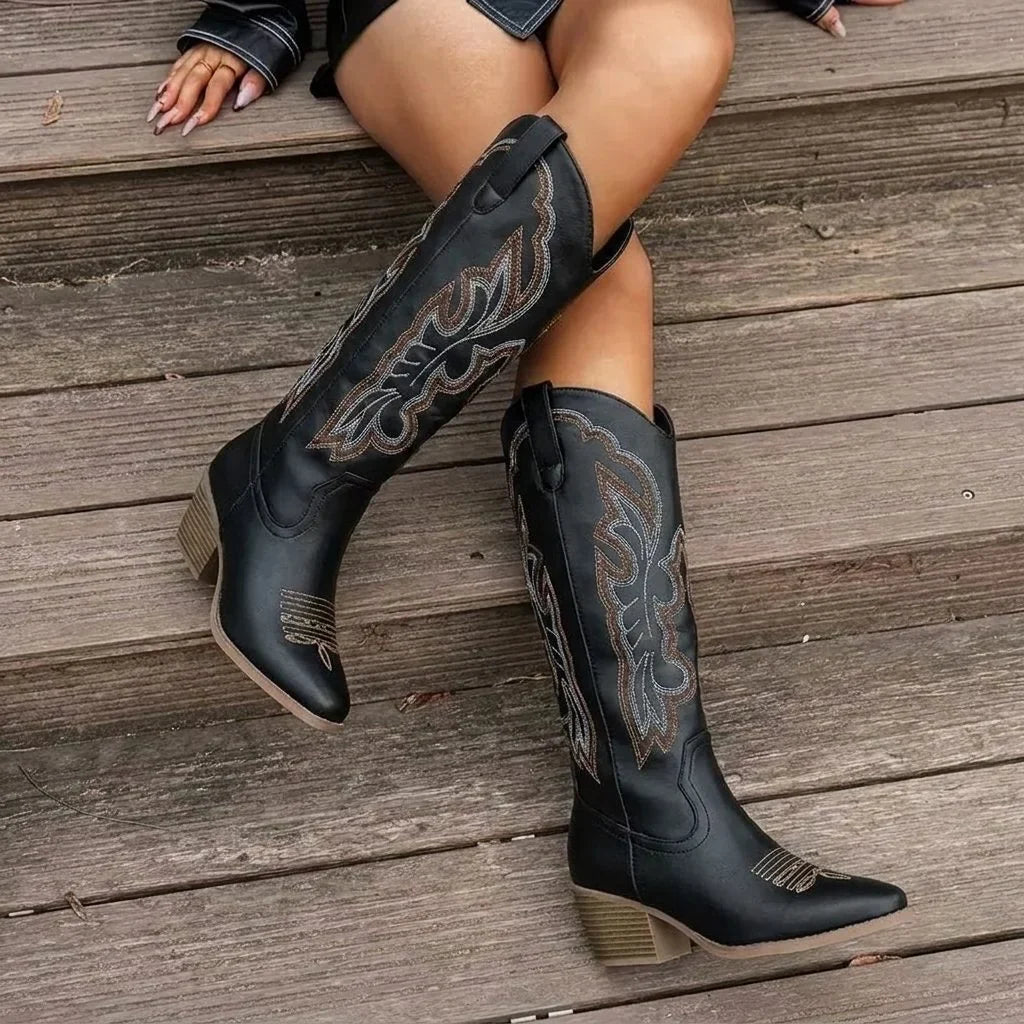 Savannah | Embroidered Knee-High Western Boots
