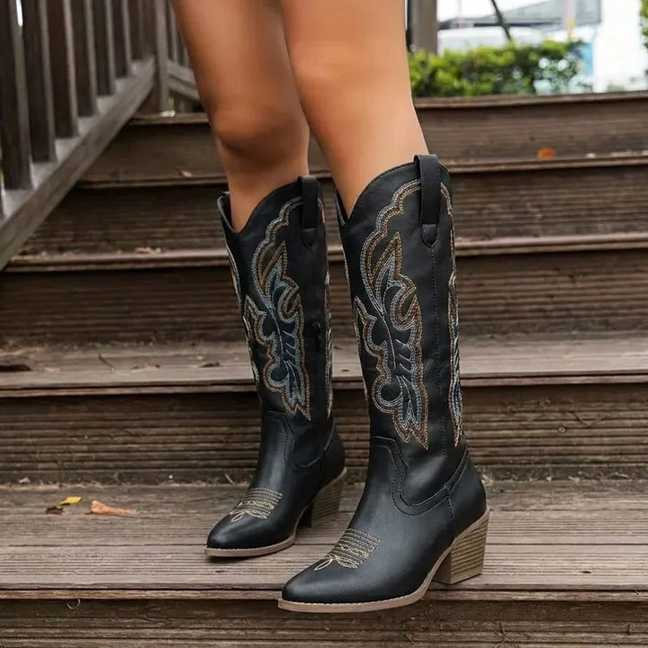 Savannah | Embroidered Knee-High Western Boots