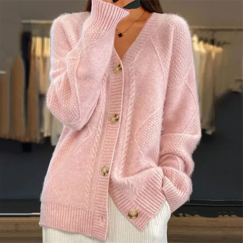 Brigitta | Cable Knit Cardigan with Button-Down Closure for Women