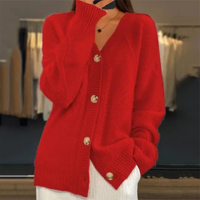 Brigitta | Cable Knit Cardigan with Button-Down Closure for Women