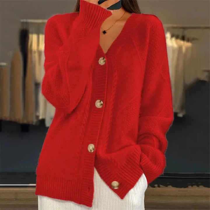 Brigitta | Cable Knit Cardigan with Button-Down Closure for Women