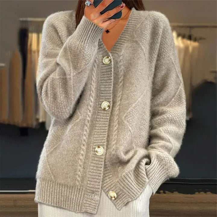 Brigitta | Cable Knit Cardigan with Button-Down Closure for Women