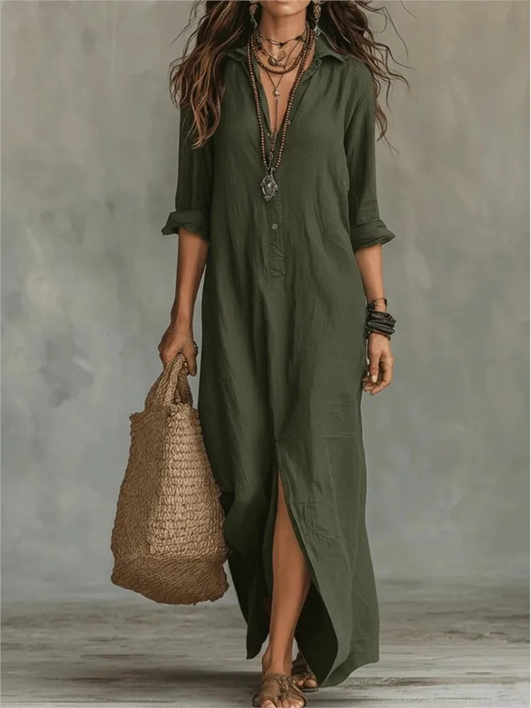 Harper | Linen Blend Shirt Dress for Effortless Summer Style