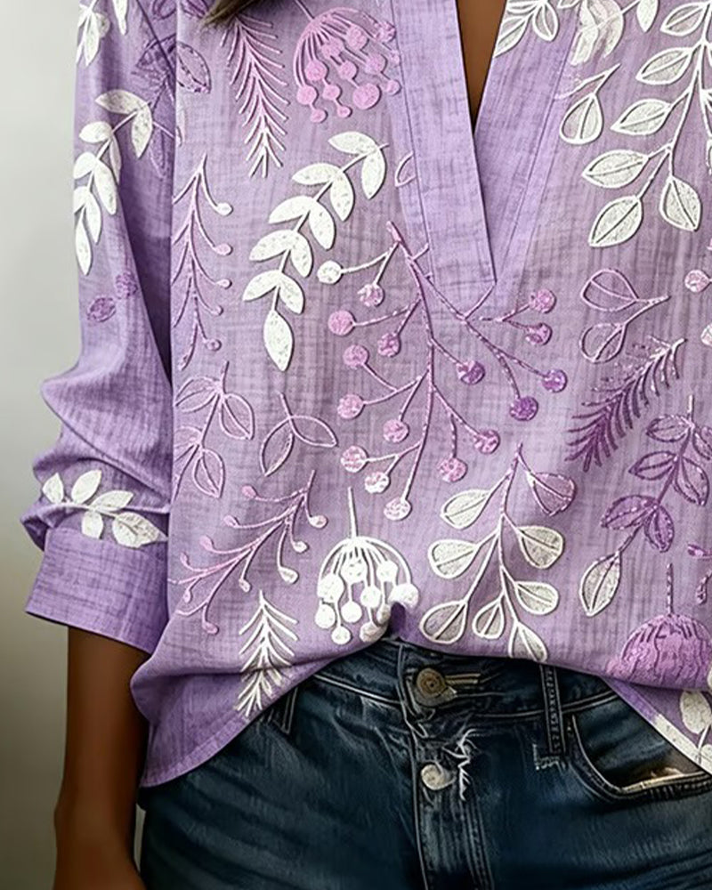 Lillian | Floral V-Neck Blouse for Effortless Everyday Style