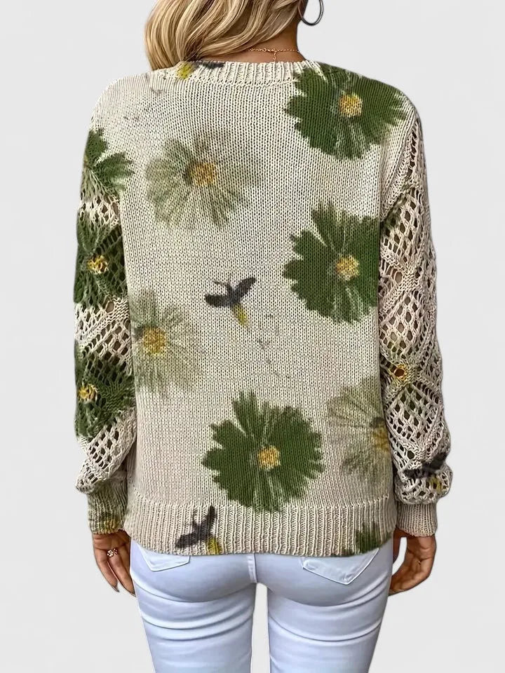 Rosalie | Floral V-Neck Knit Sweater
