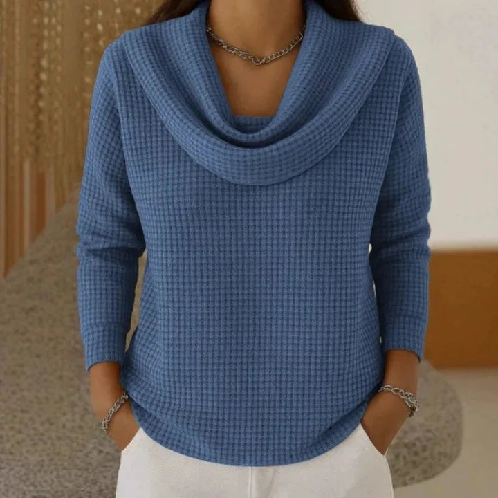 Camille | Waffle Knit Cowl Neck Sweater for Cozy Everyday Wear