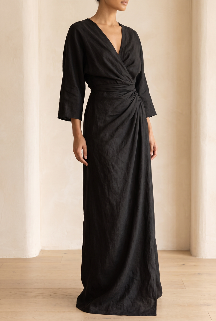 Isabelle | Linen Blend Maxi Dress for Effortless Elegance