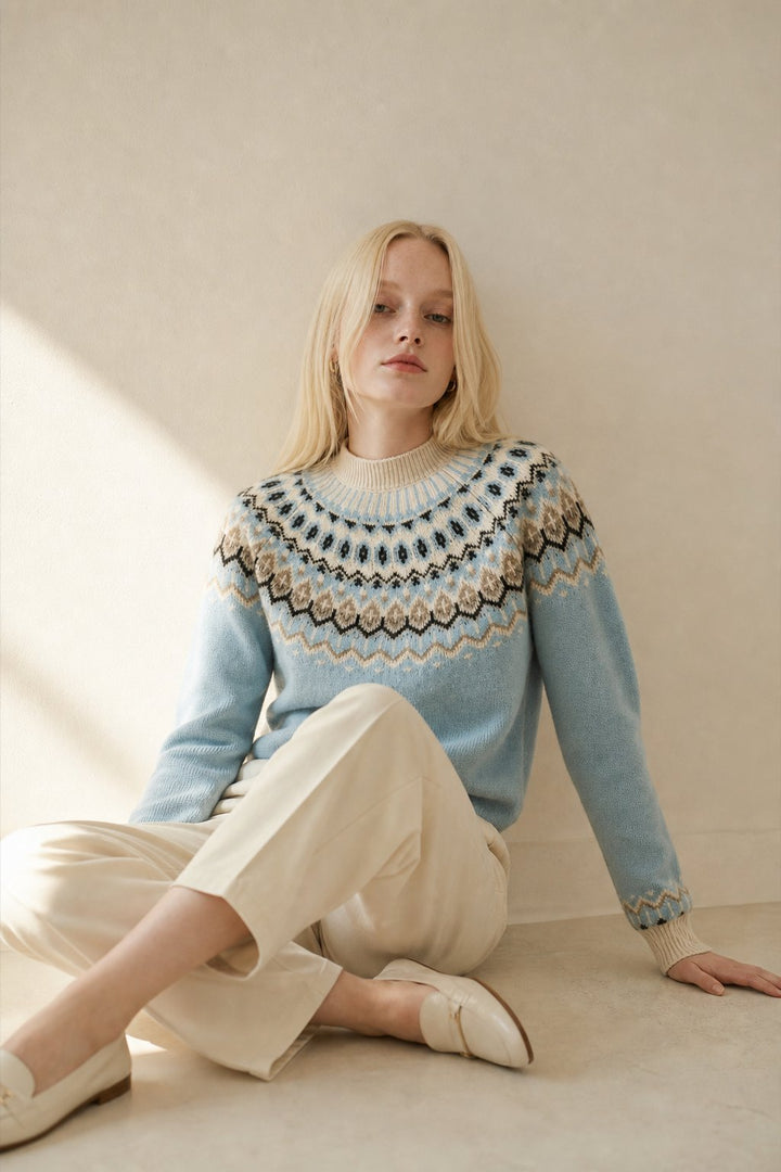 Carrie | Fair Isle Mock Neck Sweater
