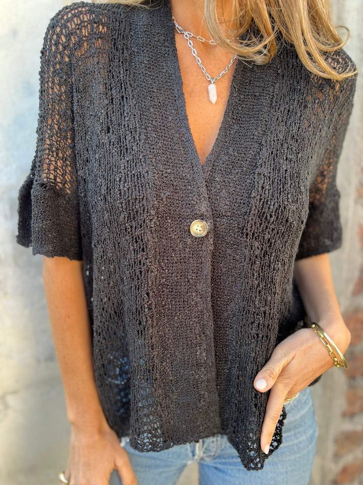 Kamila - Elegant Textured V-Neck Knit Top