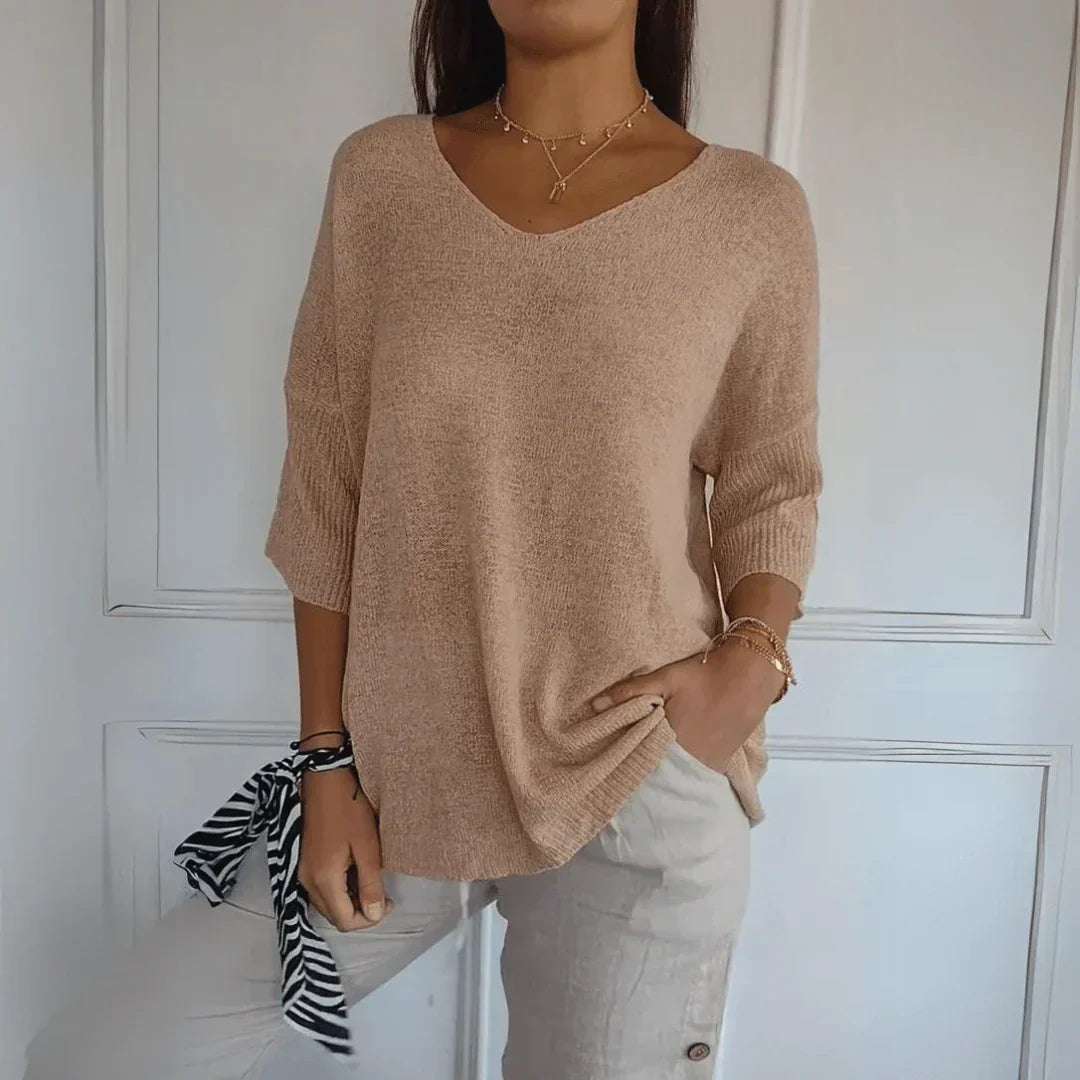 Fenella - Casual Solid Color Work Top