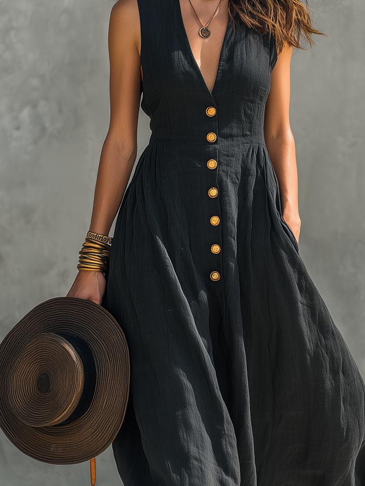 Olivia | Linen Blend Maxi Dress for Timeless Elegance