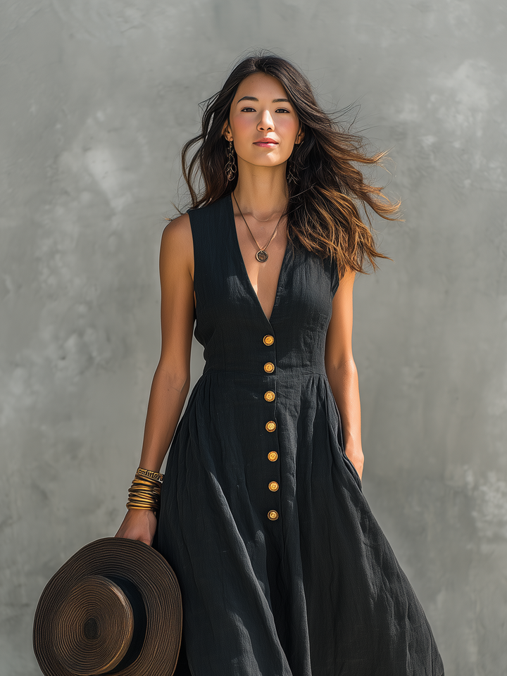 Olivia | Linen Blend Maxi Dress for Timeless Elegance