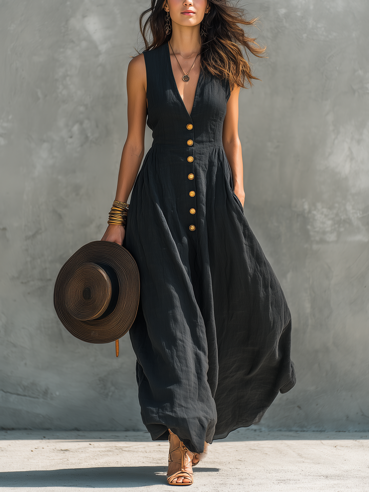 Olivia | Linen Blend Maxi Dress for Timeless Elegance