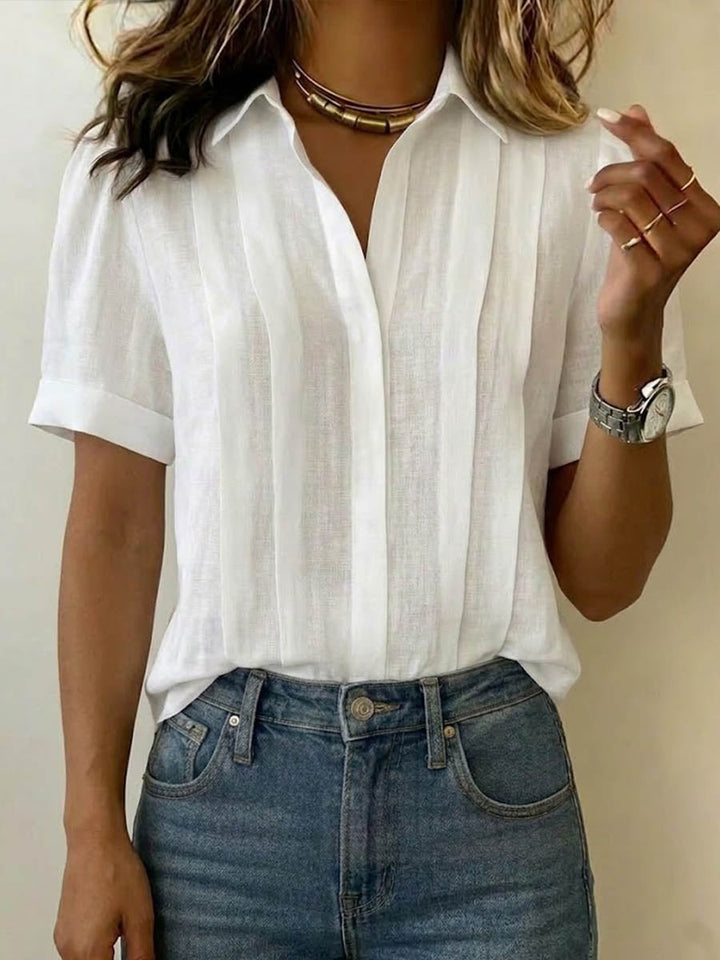Grace | Linen Blend Collared Blouse for Effortless Summer Style