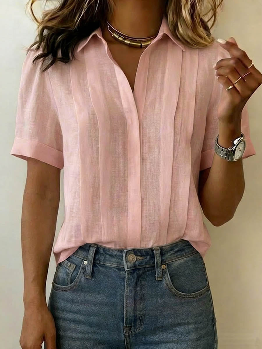 Grace | Linen Blend Collared Blouse for Effortless Summer Style