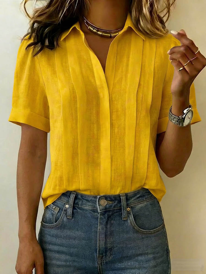 Grace | Linen Blend Collared Blouse for Effortless Summer Style