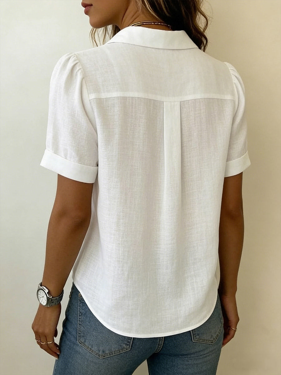 Grace | Linen Blend Collared Blouse for Effortless Summer Style