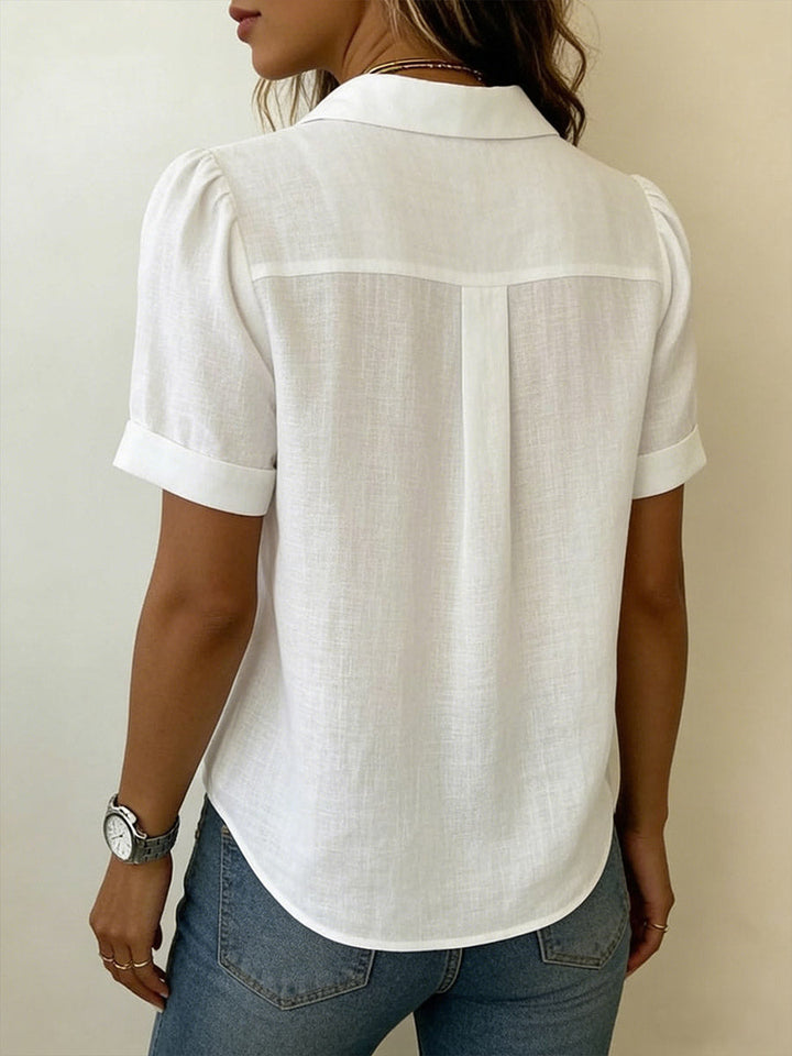Grace | Linen Blend Collared Blouse for Effortless Summer Style