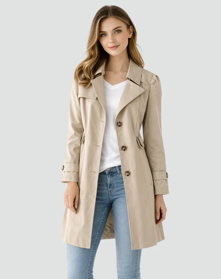 Sienna | Classic Button-Front Trench Coat