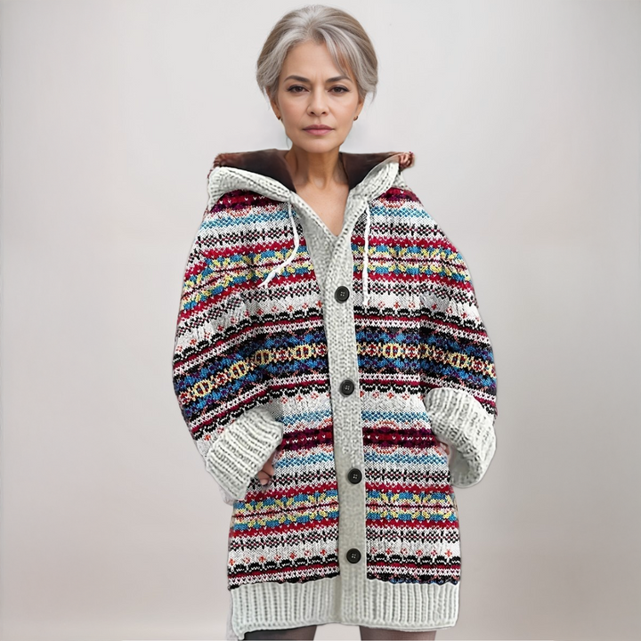 Freya | Women’s Fair Isle Hooded Longline Cardigan