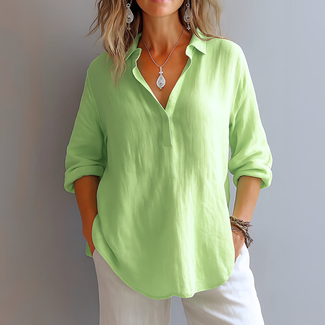 Violet | Women’s Oversized Button-Down Shirt with Long Sleeves and Curved Hem