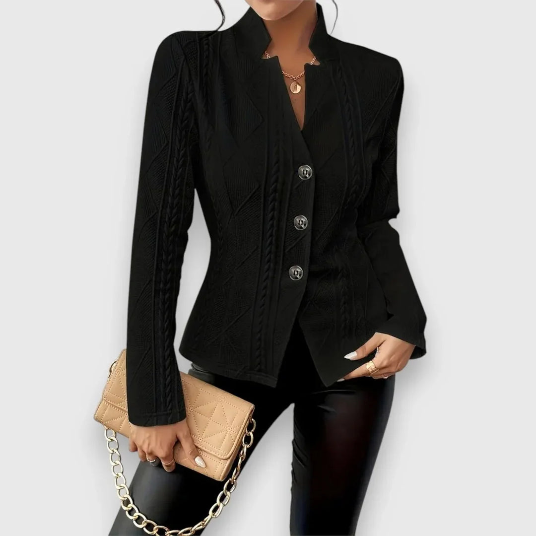 Evelyn | Elegant Cable Knit Button Sweater